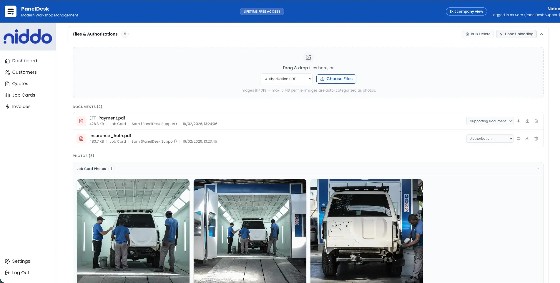 Job documents view screenshot